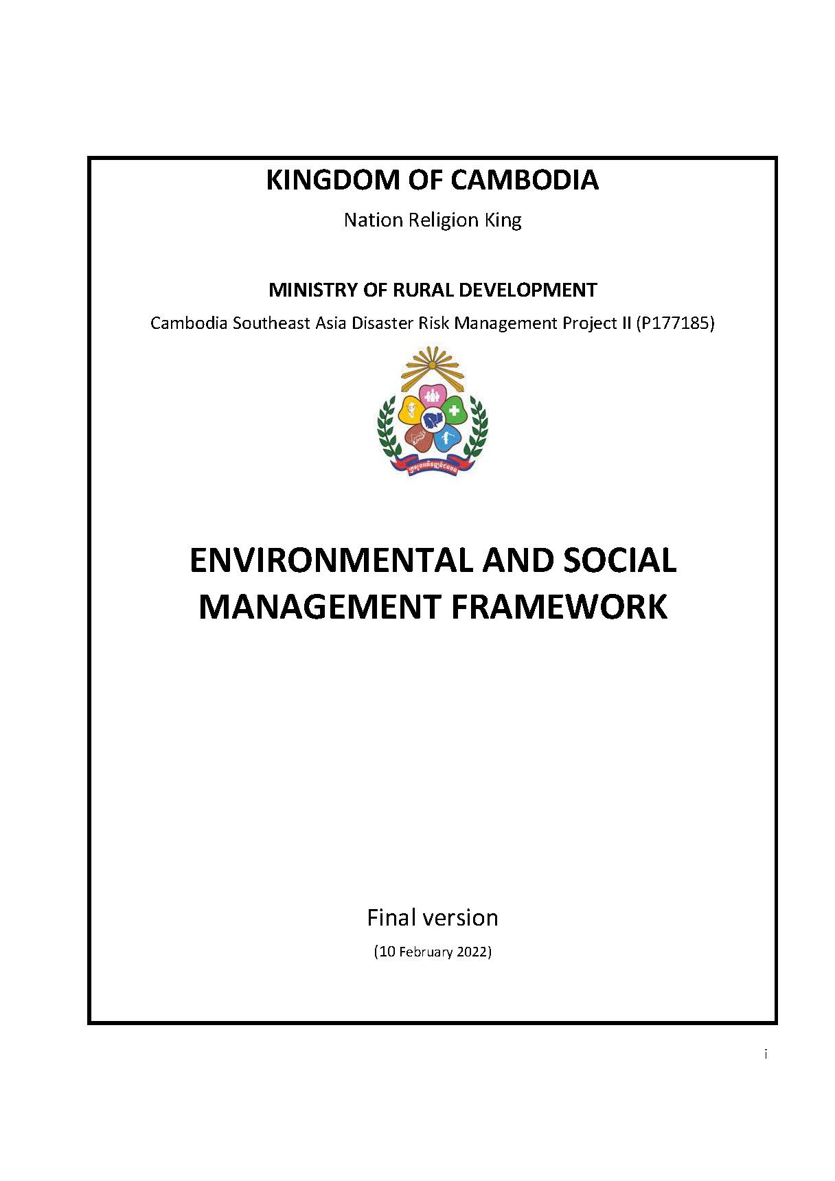 ENVIRONMENTAL AND SOCIAL MANAGEMENT FRAMEWORK
