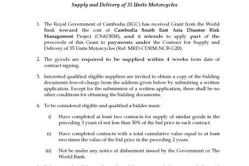 INVITATION TO BID Motorbike Page 1