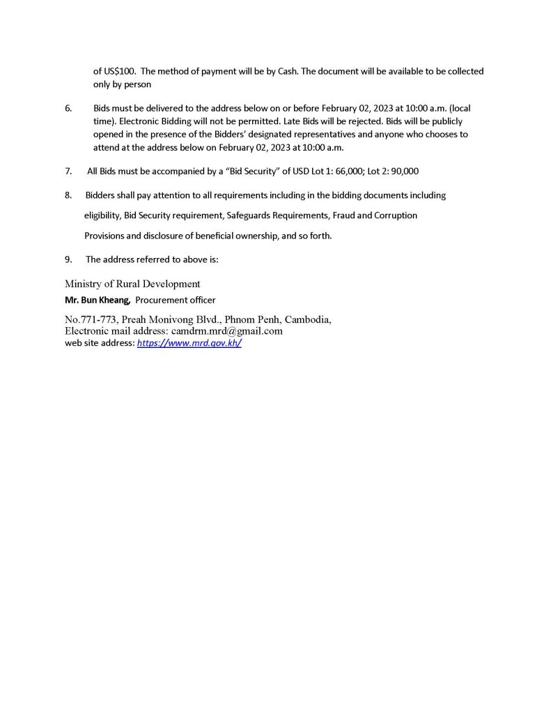 Re advertise Request for Bids RW01 Page 2
