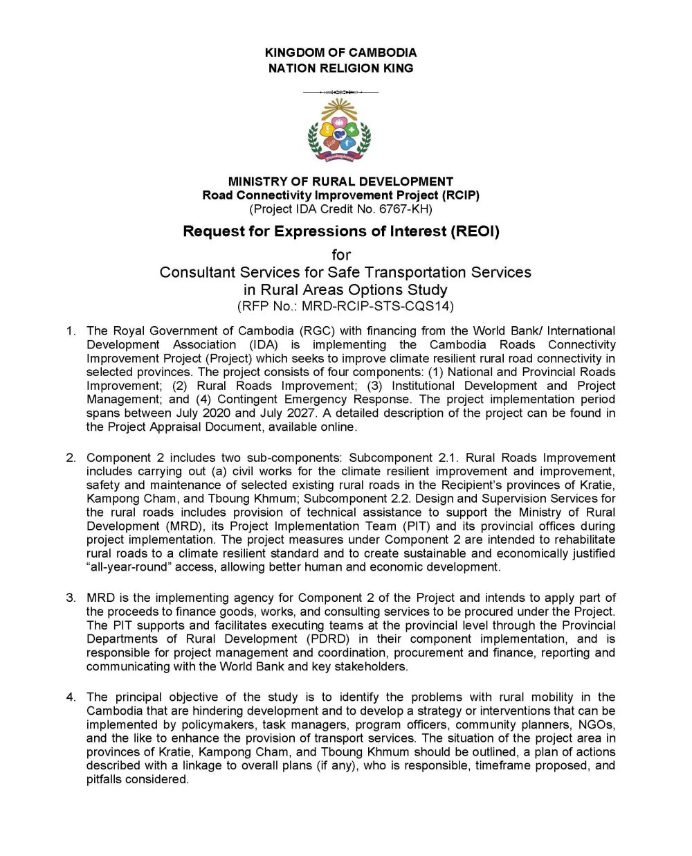 REOI Road Safe Transportatio Option Study CQS14 Final Page 1