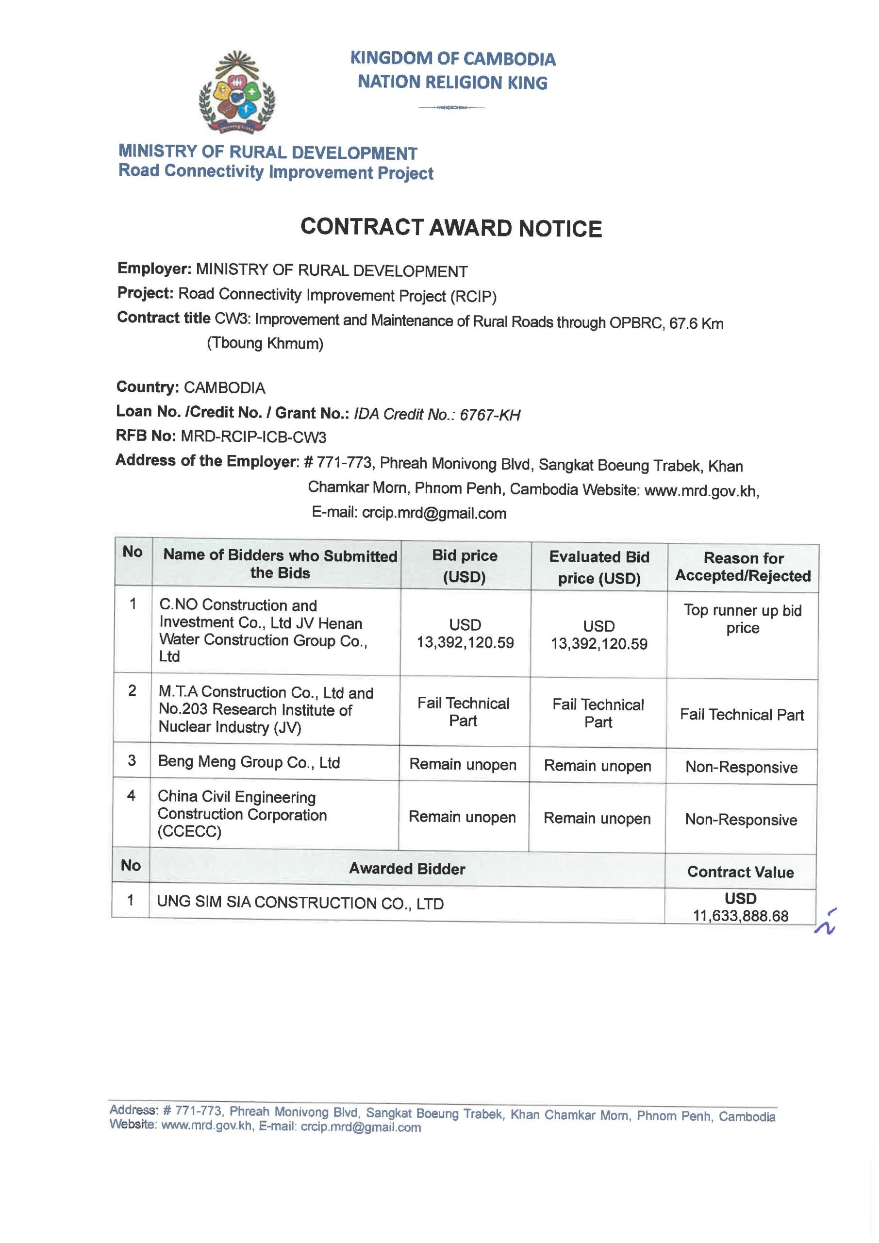Improvement and Maintenance of Rural Roads through OPBRC, 67.6 Km