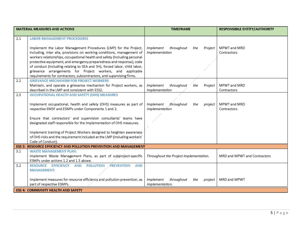 Environment and Social Commitment Plan Page 5