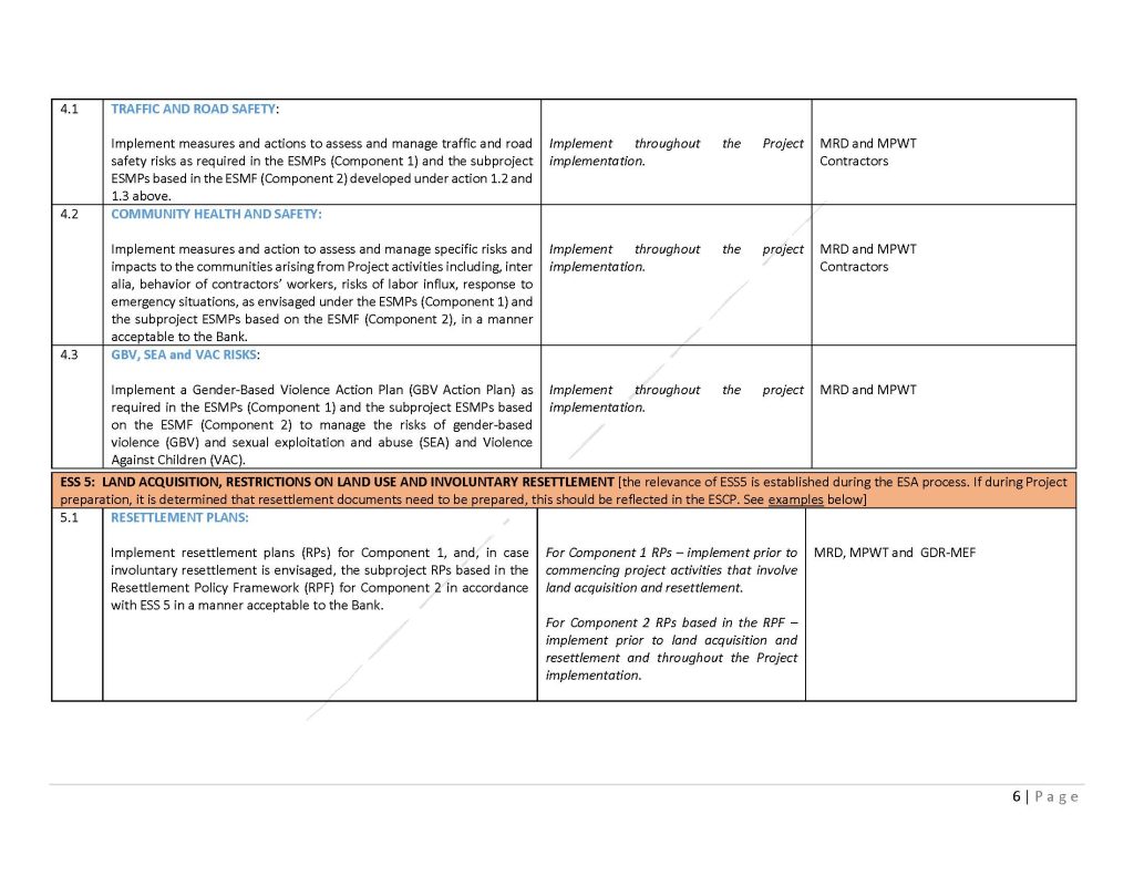 Environment and Social Commitment Plan Page 6