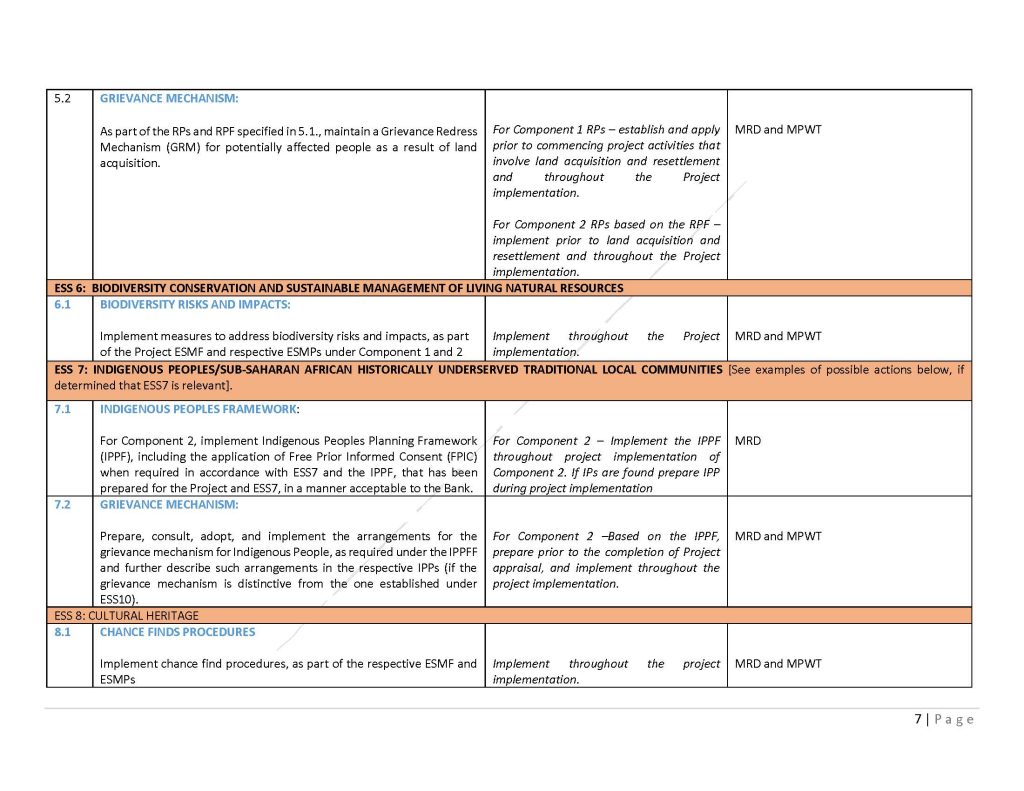 Environment and Social Commitment Plan Page 7