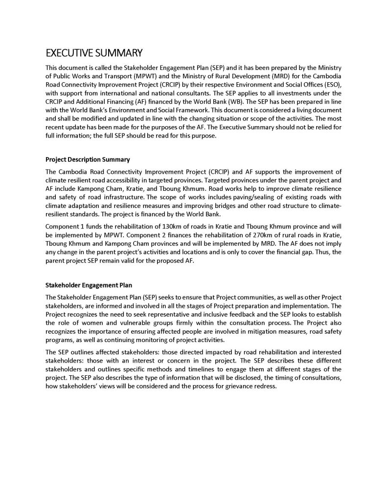 Pages from Stakeholder Engagement Plan Page 2