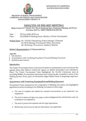 Minutes of Pre Bid Meeting CDRM2 RW02 Page 1