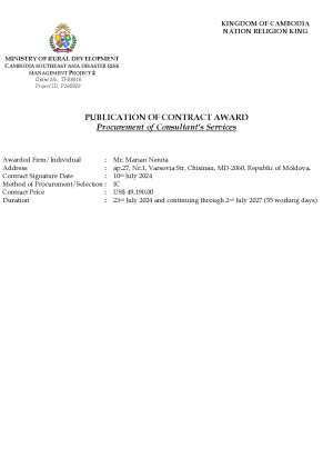 Summary Contract Award International Procurement Consultant