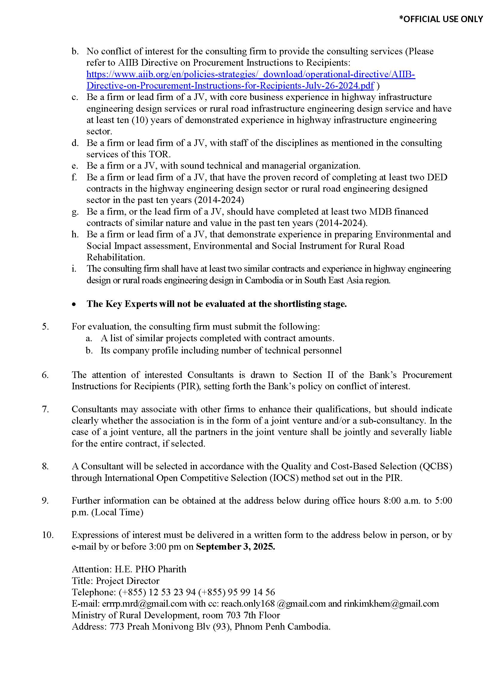 REOI FS DD ESIA AIIB ERRRP CF 01 V0 Drafp PMU MRD 13052025 AIIB Page 2