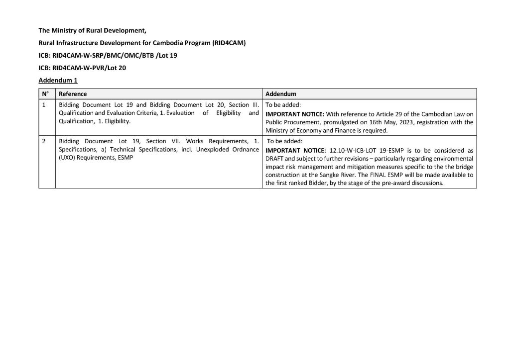 Addendum 1 LOT 19 20 RID4CAM