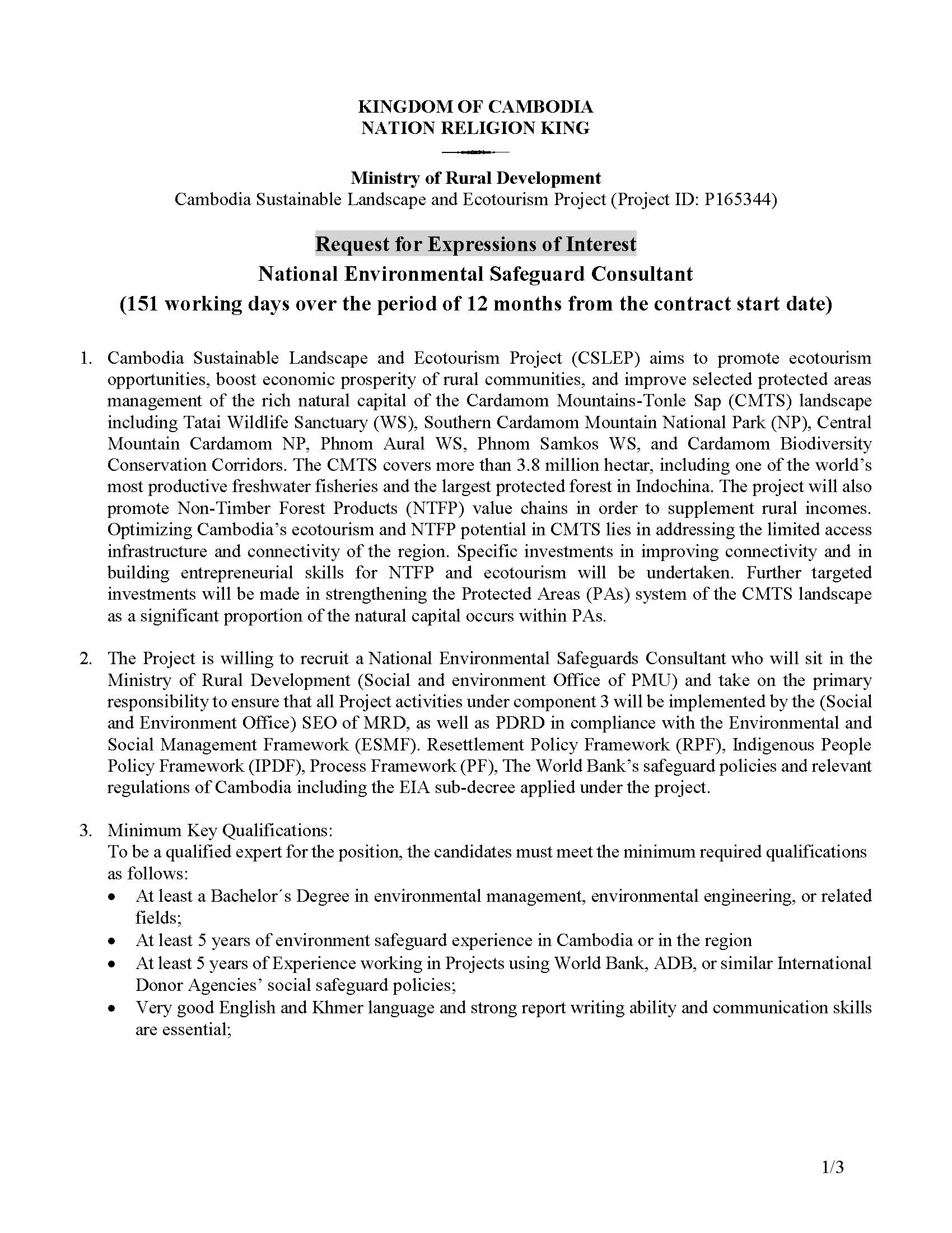 1 REOI for Environmental Safeguard Page 1