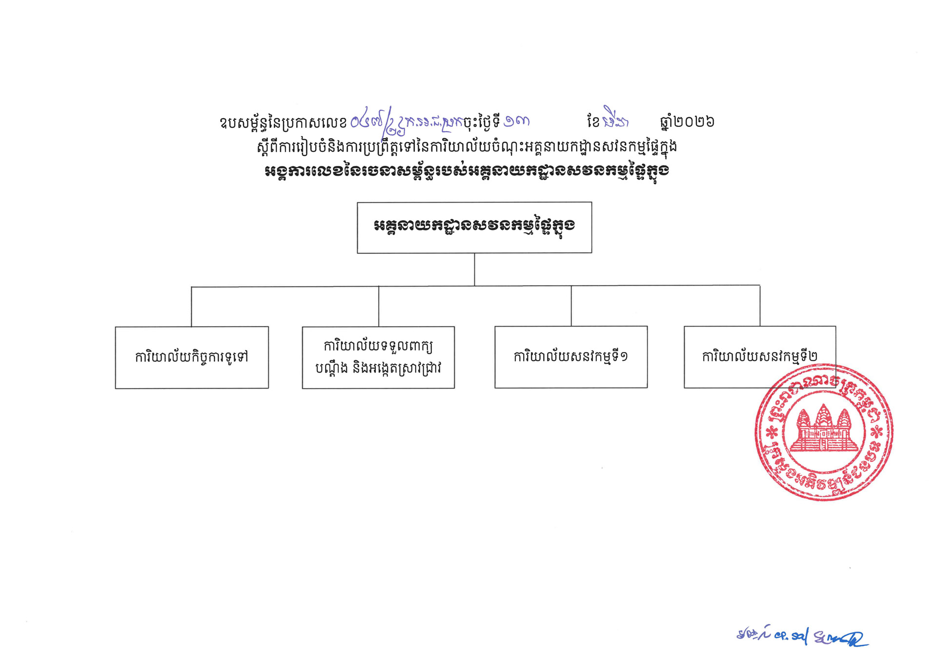 ប្រកាស ស្តីពី ការរៀបចំនិងការប្រព្រឹត្តទៅនៃការិយាល័យចំណុះអគ្គនាយកដ្ឋានសវនកម្មផ្ទៃក្នុង 8 ៣ ការរៀបចំនិងការប្រព្រឹត្តទៅនៃការិយាល័យចំណុះអគ្គនាយកដ្ឋានសវនកម្មផ្ទៃក្នុង Page 6