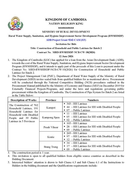 Invitation Advertisement for Bid CW 10 Page 1