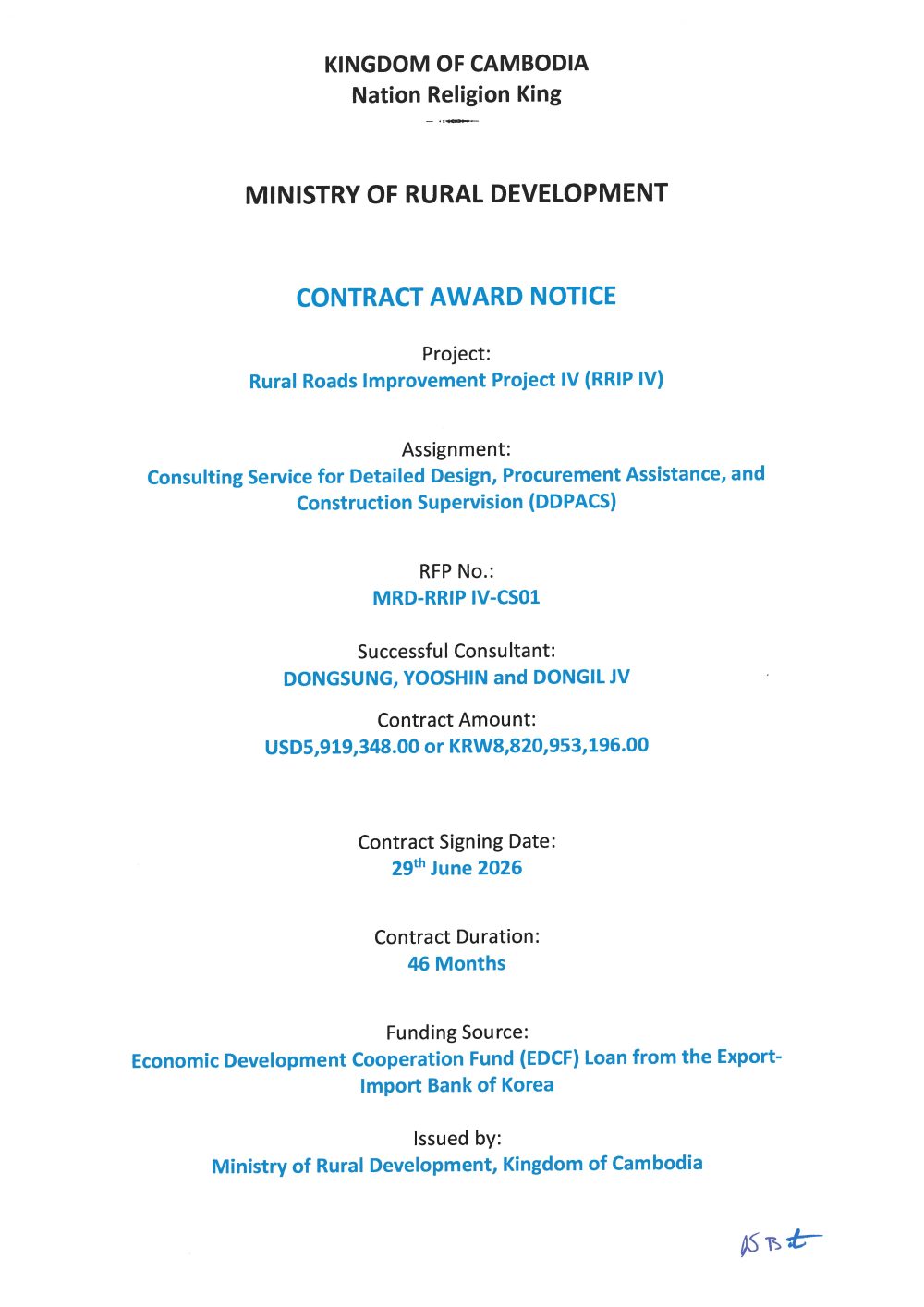 RRIP IV Consultant Service
