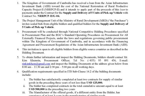 Invitation for Bids NRRPCP II Vehicles Page 1