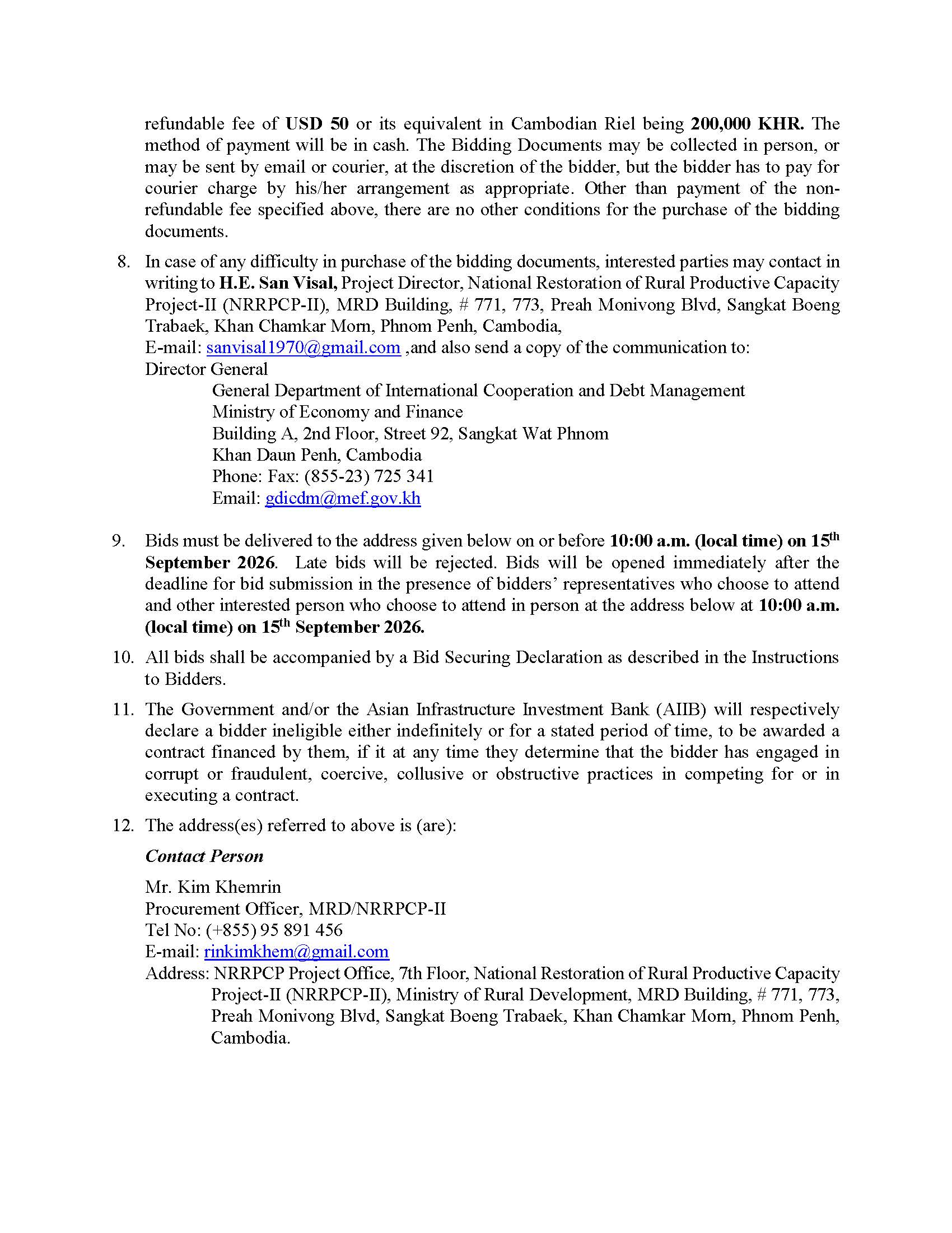 Invitation for Bids NRRPCP II Vehicles Page 2