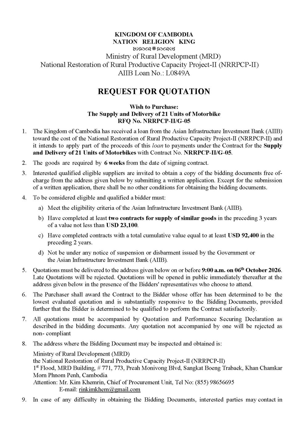 RFQ Motorbike Page 1